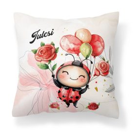 Névvel kérhető - Lufis katica mintás párna