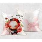 Névvel kérhető - Cuki kávézós katica mintás párna