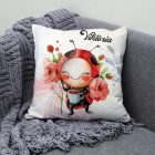 Névvel kérhető - Cuki kávézós katica mintás párna