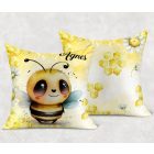 Névvel kérhető - Aranyos méhecske mintás párna