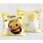 Névvel kérhető - Kedves kis méhecske mintás párna