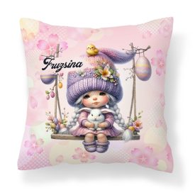   Névvel kérhető - Hintázós Húsvéti manólány csibével mintás párna