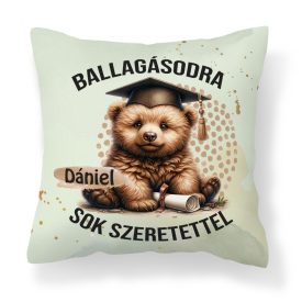   Névvel kérhető Maci mintás párna - 2025 évi Ballagásra