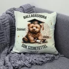 Névvel kérhető Maci mintás párna - 2026 évi Ballagásra