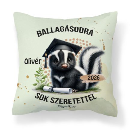 Névvel kérhető Borz mintás párna - 2026 évi Ballagásra