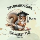 Névvel kérhető Mókus mintás párna - 2026 évi Ballagásra