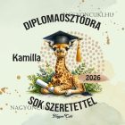 Névvel kérhető Zsiráf mintás párna - 2026 évi Ballagásra