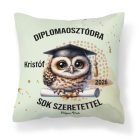 Névvel kérhető Bagoly mintás párna - 2026 évi Ballagásra