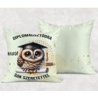 Névvel kérhető Bagoly mintás párna - 2026 évi Ballagásra