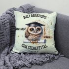 Névvel kérhető Bagoly mintás párna - 2026 évi Ballagásra