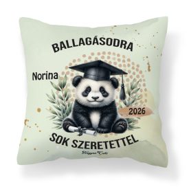   Névvel kérhető Panda mintás párna - 2026 évi Ballagásra
