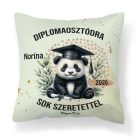 Névvel kérhető Panda mintás párna - 2026 évi Ballagásra