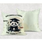 Névvel kérhető Panda mintás párna - 2026 évi Ballagásra