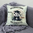 Névvel kérhető Panda mintás párna - 2026 évi Ballagásra