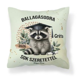   Névvel kérhető Mosómedve mintás párna - 2026 évi Ballagásra