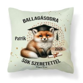   Névvel kérhető Róka mintás párna - 2026 évi Ballagásra