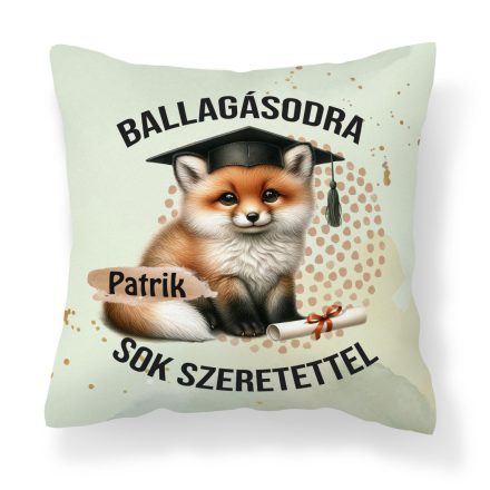 Névvel kérhető Róka mintás párna - 2025 évi Ballagásra