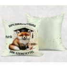 Névvel kérhető Róka mintás párna - 2026 évi Ballagásra