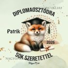 Névvel kérhető Róka mintás párna - 2026 évi Ballagásra