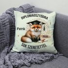 Névvel kérhető Róka mintás párna - 2026 évi Ballagásra