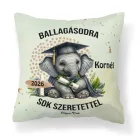 Névvel kérhető Elefánt mintás párna - 2026 évi Ballagásra