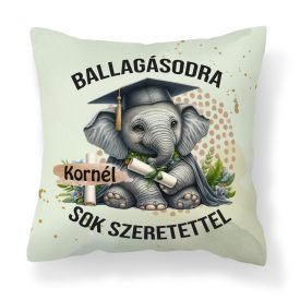   Névvel kérhető Elefánt mintás párna - 2025 évi Ballagásra
