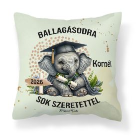   Névvel kérhető Elefánt mintás párna - 2026 évi Ballagásra