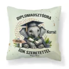 Névvel kérhető Elefánt mintás párna - 2026 évi Ballagásra
