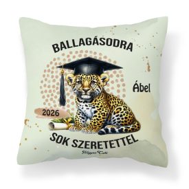   Névvel kérhető Leopárd mintás párna - 2026 évi Ballagásra