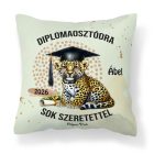 Névvel kérhető Leopárd mintás párna - 2026 évi Ballagásra