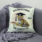 Névvel kérhető Leopárd mintás párna - 2026 évi Ballagásra