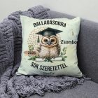 Névvel kérhető Bölcs Bagoly mintás párna - 2026 évi Ballagásra