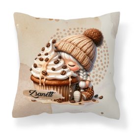   Névvel kérhető - Sütifaló kávés manó lány mintás párna