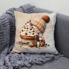 Névvel kérhető - Sütifaló kávés manó lány mintás párna