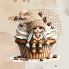 Névvel kérhető - Muffin kávés manó lány mintás párna