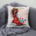 Névvel kérhető - Gyönyörű pipacs tündérlány és a hold mintás párna