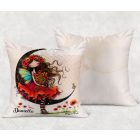 Névvel kérhető - Kedves pipacs tündérlány és a hold mintás párna