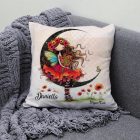 Névvel kérhető - Kedves pipacs tündérlány és a hold mintás párna