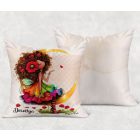 Névvel kérhető - Huncut pipacs tündérlány és a hold mintás párna