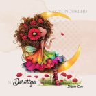 Névvel kérhető - Huncut pipacs tündérlány és a hold mintás párna