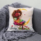 Névvel kérhető - Huncut pipacs tündérlány és a hold mintás párna