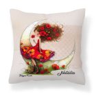 Névvel kérhető - Aranyos pipacs tündérlány és a hold mintás párna