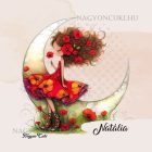 Névvel kérhető - Aranyos pipacs tündérlány és a hold mintás párna