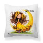 Névvel kérhető - Cuki Napraforgós tündérlány kosárral mintás párna