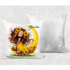 Névvel kérhető - Cuki Napraforgós tündérlány kosárral mintás párna