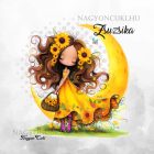 Névvel kérhető - Cuki Napraforgós tündérlány kosárral mintás párna