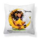 Névvel kérhető - Cuki Napraforgós tündérlány lámpással mintás párna