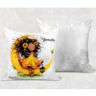 Névvel kérhető - Cuki Napraforgós tündérlány lámpással mintás párna