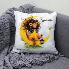 Névvel kérhető - Cuki Napraforgós tündérlány lámpással mintás párna