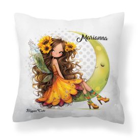   Névvel kérhető - Huncut Napraforgós tündérlány mintás párna